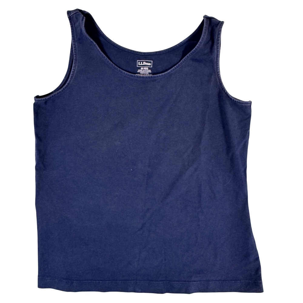 LL Bean Misses Tank Top Navy Blue Scoop Neck Cotton Spandex Size M REG 274189